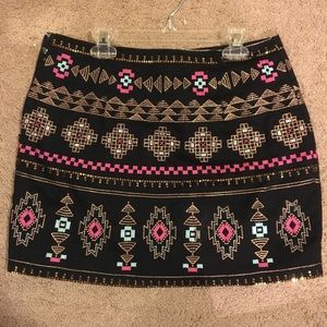 Multi-colored Aztec Patterned Skirt